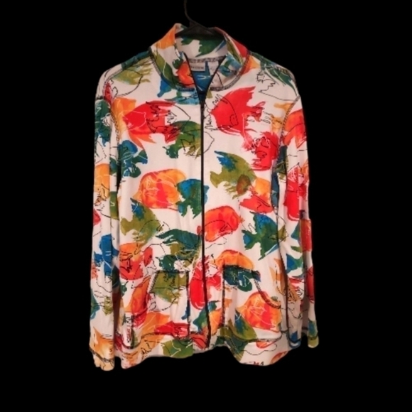 Chico's colorful tropical fish print Business Casual Jacket sx 2 M - Picture 3 of 8